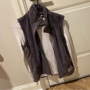 Fuzzy Gray North Face Vest